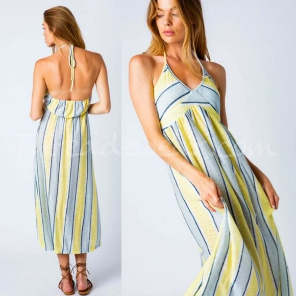 "The Jocelyn" Striped Halter Maxi Dress - Picture 3 of 3